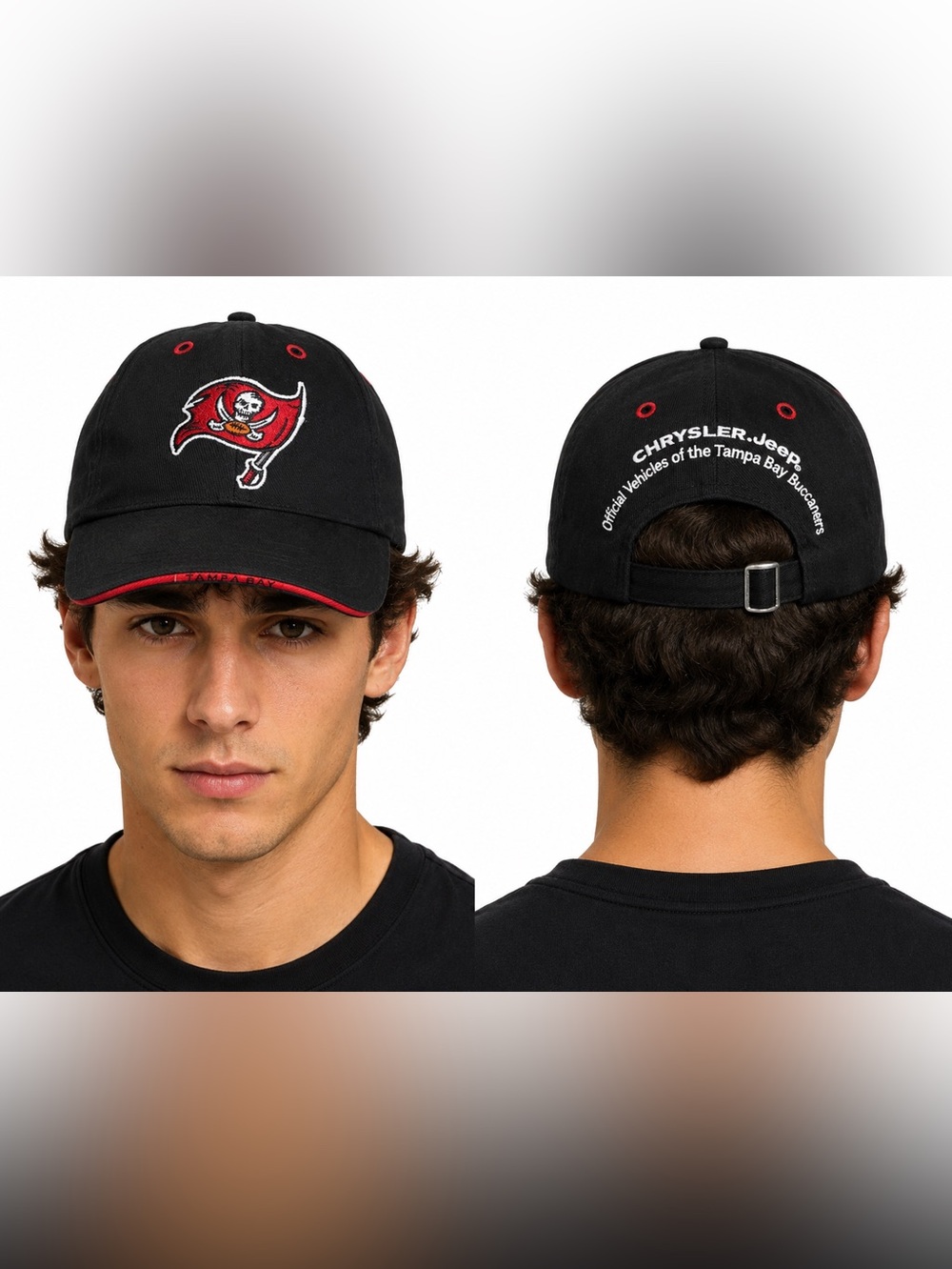 Tampa Bay Buccaneers Hat Adjustable Black Embroidered Logo Chrysler Jeep Promo